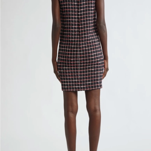 St John Women's Bow-Embellished Tweed Mini Dress in Black/haute Red/pearl Multi - Picture 3 of 12